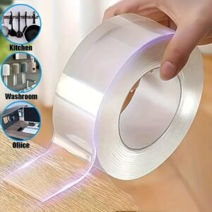 2 Rolls Of High-quality, Ultra Strong, Washable And Reusable Double-sided Tape - Waterproof Transparent Adhesive, Suitable For Office, Kitchen And Bathroom Essentials