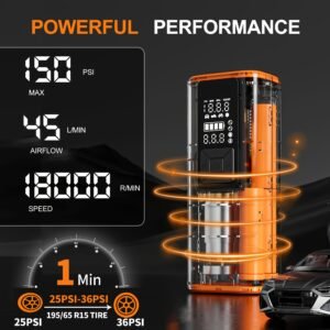 Portable Tire Inflator, Air Compressor Air PumpWith Digital Pressure Gauge, 150 PSI, Air Pump With Strong Light For Car, Motorcycle, Electric Bike, And Bicycle product fancy e8393ae8 057e 458a ac86 dfc786fe3884