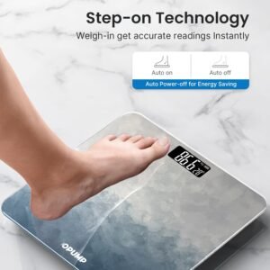 OPUMP Digital Bathroom Scale, Highly Accurate Body Weight Scale with Lighted LED Display, Round Corner Design, High-precision, High-definition Display Screen And Temperature Display (switchable Between KG And Pounds), 400 Lb, Core 1S, Wooden