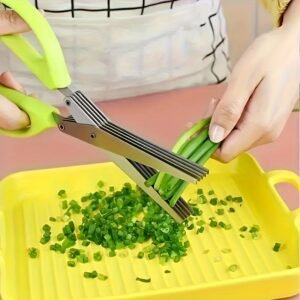 1/2pcs 5-Layered Stainless Steel Kitchen Scissors - Versatile Onion & Herb Shredder for BBQ & Indoor Use - Durable, Safe with Protective Cover & Built-in Cleaner