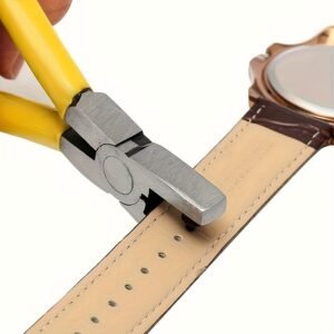 Heavy-Duty Carbon Steel Hole Punch Pliers with Versatile Belt & Shoelace Openings - Perfect for Watches, Sandals, Tags - Precision 2mm Hole Creation, Durable Yellow Handle, Red Accents, Ideal for Faux Leather and Material Crafting, Leatherworking Tools | Ergonomic Tool Design | Robust Tool Construction, Faux Leather Hole Punch Tool