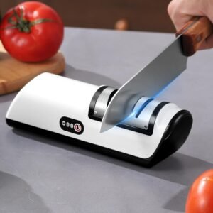 Knife Sharpener Professional 2-Stage Electric Knife Sharpener, Knife Sharpener for Kitchen Knives with Quick Sharpening and Polishing Function, Easy to use for all kinds of kitchen knives., Small Knife Sharpener, Knife Sharpening Kit Automatic, Electric Knife Sharpener Double Sided, Electric Knife Sharpener, Knife Sharpening System, Automatic Sharpener, Compact Sharpener, Durable Construction, Efficient Design, Electric Sharpening Tool, Professional Chefs, Kitchen Enthusiasts